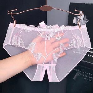 Calcinha feminina mulheres sexy lingerie crotchless cintura baixa flor exótica cuecas femininas rendas transparentes cuecas íntimas