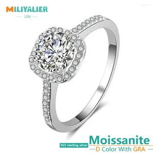 Cluster Rings Miliyalier D VVS1 1CT Moissanite Diamond Ring for Women Engagement Promise Wedding S925 Sterling Silver GRA Jewelry