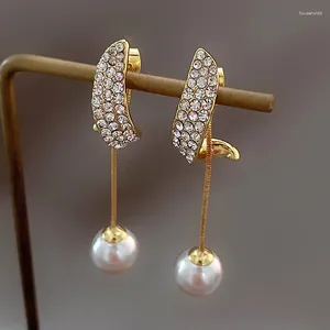 Dangle Earrings 2024 Fashion Korean Zirconium Drill Long Tassel Pearl For Women's Gold Color Party Jewelry Beautiful Gifts