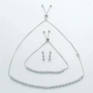 Комплект ожерелья и серег HADIYANA с кубическим цирконием, овальные ювелирные изделия, женский медный браслет высокого качества, оптовая продажа TZ8054