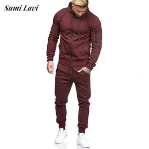 Gatekläder Mens Casual Hoodie and Pants Set 2024 Spring Long Sleeved dragkedja Hooded Sports Shirt Two-Piece Set Mens Sportswear 240205