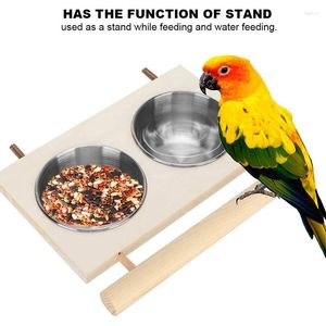 Andra fågelförsörjningar matar bestickbur som hänger papegoja matvatten skålen lätt att rengöra rostfritt stål petlåda med bärare