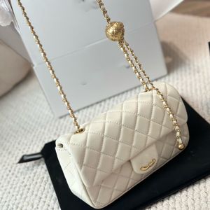 CF Gold Ball Bag Fashion Womens Shoulder Bag 20cm Mouton Diamond Gold Hardware Metal Buckle Luxury Handbag Matelasse Chain Crossbody Bag Makeup Bags Purse Sacoche