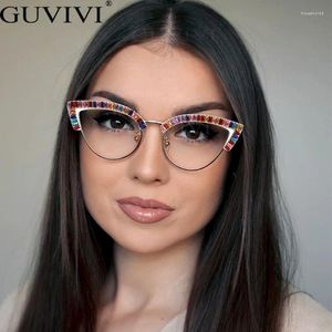 Sunglasses Frames Vintage Diamond Anti Blue Light Optical Glasses Brand Designer Women Sexy Lady Cat Eye Rhinestones Computer Eyeglasses