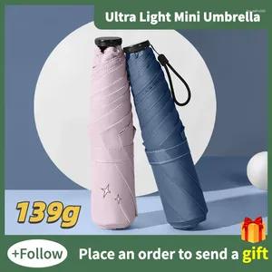 Guarda-chuvas Ultra Light Lápis Mini Guarda-chuva para Mulheres Sunshade À Prova D 'Água UV Sunproof Dobrável Cor Pura Pequena Ensolarada e Chuvosa