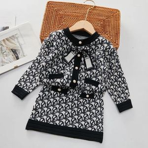 Clothing Sets Girls Sweater Knitting Korean Fashion Clothes Winter Skirt Birthday Uniform For Children Warm Knitted Shirt Suit