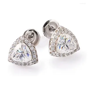 Studörhängen Huitan Enkel stilig triangel CZ Crystal för kvinnor Silverfärg Fashion Versatile Ear Piercing Accessories Smycken