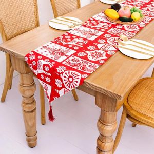 Table Cloth Christmas Runner Thin Banquet Holiday Party Home Decoration Polyester Printed Flag Textile 35 180cm 1pc