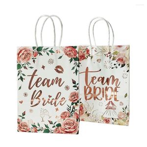Present Wrap 4st Romantic Flower Bags Team Bride Paper Bag for Wedding S leveranser