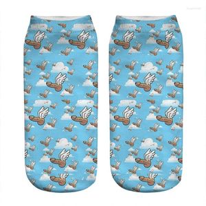 Women Socks Women's Kawaii Funny Angel Penis Printed Woman Harajuku Happy Novelty Cute Girl Gift For