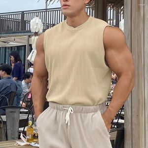 Men's Tank Tops Summer Vest Trendy Men Workout Gym Top Skin-touch Slim Solid Color Fitness Streetwear