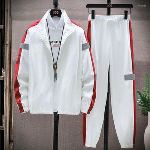 Herrspårar Män avslappnad spårning Sportkläder Jogging Sports Suit Harajuku Set Hip Hop Streetwear Jacket Pants Two Piece Outfit Set