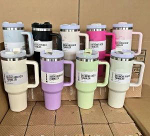 Stok H2.0 40 oz Paslanmaz Çelik Tumbler Silikon Saplı Kapak ve Saman Seyahat Araba Kupaları Soğuk Su Şişeleri İçmeye Devam Edin G0205