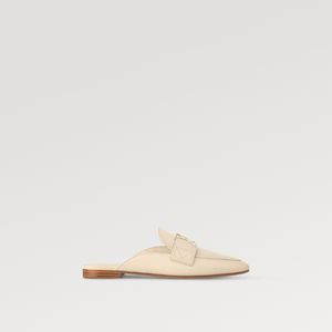 Explosão feminino capri aberto nas costas mocassim 1ACH6K sapatos casuais planos creme couro de bezerro sola de couro acessório inicial estilo atemporal slip-on elegante com caixa