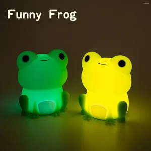 Night Lights Lamp For Kids Frog Soft Silicone Sleeping Light Dimmable Timer Rechargeable Colorful Room Decor Children Gifts