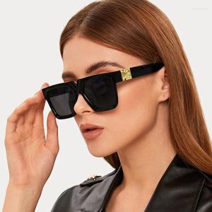 Sunglasses Fashion Square Woman Vintage Brand Designer Mirror Sun Glasses Female Retro Shades Big Frame Oculos De Sol