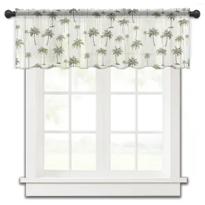 Curtain Palm Trees Plant Leaves Small Window Valance Sheer Short Bedroom Home Decor Voile Drapes