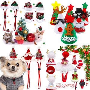 Abbigliamento per cani 1 pezzo berretti per animali domestici carini costume per gatti di Natale copricapo cappello accessori per toelettatura animali domestici decorazione in serie