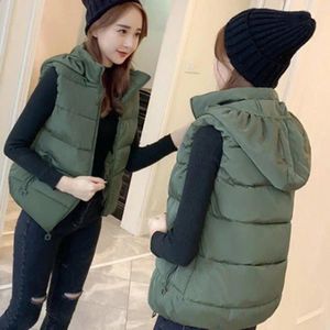 Coletes femininas mulheres colete com capuz chapéu destacável cor sólida cardigan manter quente casual sem mangas jaqueta outono inverno roupas para ao ar livre