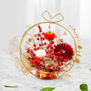 Dekorativa blommor Kinesiska år Ornament Desktop Night Lighted Artificial Potted Flower for Farmhouse