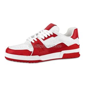 Top Designer Sapatos Em Relevo Lv8 Trainer Sneaker Branco Preto Céu Azul Verde Denim Rosa Vermelho Luxurys Mens Casual Sapatilhas Baixa Plataforma Mulheres Treinadores Sapatilhas 566