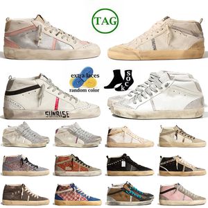 Plattform Silber Vintage Mid Star Italien Marke handgemachte Wildleder Leder Gold Nieten rosa Zebra Designer Freizeitschuhe Glitzer Trainer Luxus flache Ball Herren Sneakers