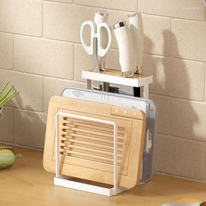 Kitchen Storage Nordic Knife Stand Countertop Drain Shelves Multi Card Slot Design Chopping Board Holder Hollowed Out Shelf