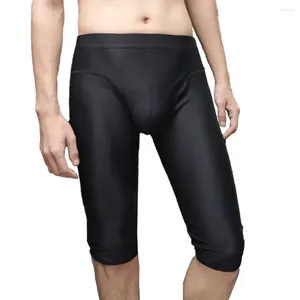 Underpants Sexy Men Lenthen Boxers Ice Silk Long Leg Trunks Seamless Mesh Briefs Bugle Pouch Underwear Casual Swim Sport Shorts