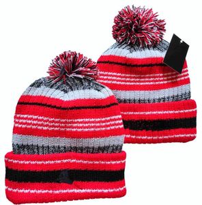 Röd sidelinje Beanies Winter Hats American Baseball 32 lag Beanie Sports Stick Caps Skallies Sticked Hat Drop Shipping