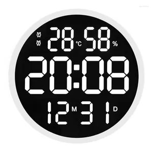 Relógios de parede 12 polegadas LED Número Digital Relógio Temperatura e Umidade Eletrônica Design Moderno Decoração UE Plug