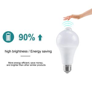 E27 Lampadina con sensore di movimento a LED Lampada a LED B22 Lampadina con sensore PIR Auto ON/OFF Luce notturna per portico Scale Garage Luci di sicurezza