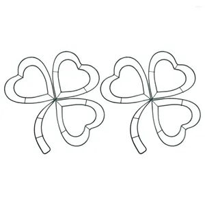 Decorative Flowers Shamrock Shaped Wire Wreath Frame St Patricks Day Decoration Metal Form Diy Flower Crafts Home Wall