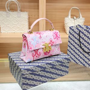 Nowa ręczna damska różowa drukowana do pracy Mała kwadratowa torba 2024 78% zniżki na sklep hurtowy