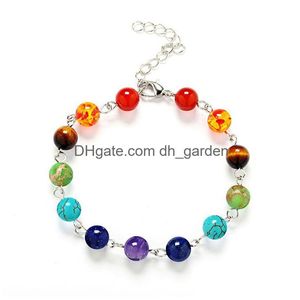 Perline di pietra naturale 7 Chakra Yoga braccialetto gioielli donna braccialetti fascino regalo di moda 162109 Consegna di goccia Dh0U2