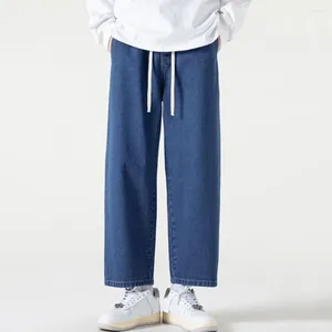 Men's Jeans Retro Wide Leg Vintage Style With Drawstring Elastic Waist Soft For Comfortable