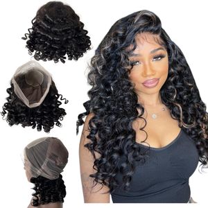 22 inches Natural Color Chinese Virgin Human Hair Bouncy Loose Curl 150% Density 4x4 Silk Top Full Lace Wigs for Black Woman