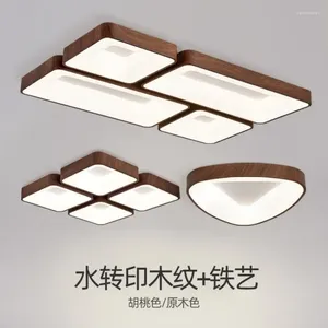 Luzes de teto 62cm lâmpada de sala de estar retangular casa elegante e personalizada moderna japonesa antiga grão de madeira led iluminação de quarto