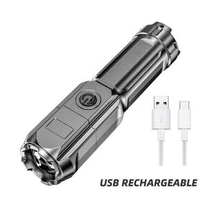 Yüksek Güçlü LED El Feneri USB Şarj Edilebilir Meşale Taşınabilir Zoomable Kamp Işık 3 Aydınlatma Modları Yüksek Mukavemetli ABS Malzemesi Kullanın