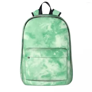 Ryggsäck Green Tie Dye Print Boy Girl Girl Bookbag School Bags Cartoon Kids Rucks Travel Axel Väska stor kapacitet