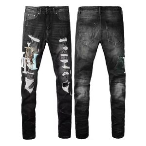 Projektanci męskie rozkloszowane dżinsy Hip Hop Splatane dżinsy w trudnej sytuacji Rzned Slim Fit Dżinsowe spodnie Mans Streetwear Pantowane spodnie Rozmiar 28-40 843416356