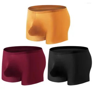 Underpants Trendy Men Underwear Solid Color Breathable Bulge Pouch Smooth Slim Fit Male Garment