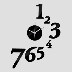 Relógios de parede Relógio Quartz Reloj de Pared Sala de estar Europa Acrílico Espelho DIY Ruched Adesivos Grande Decorativo