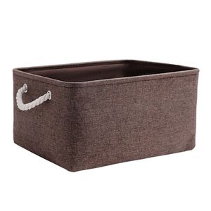 Solid color cotton and linen storage basket, Japanese folding storage box, clothing and miscellaneous storage basket