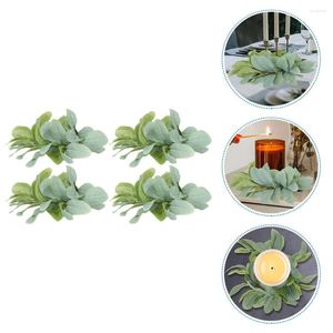Decorative Flowers Ring Artificial Wreath Decor Christmas Rings Wreaths Front Door Welcome Fake Leaf Taper Candles