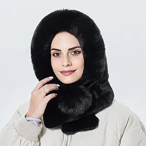 Berets Inverno Grosso Bomber Caps Quente Faux Fur Mulheres Moda Chapéus Ao Ar Livre Russo Chapéu De Neve Ski