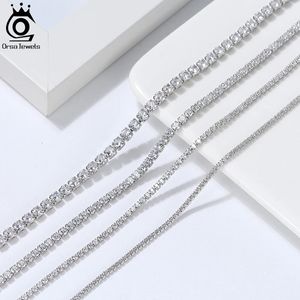 Orsa Jewels Bling Zircon Tennis Necklace 925 Sterling Silver Italian Handmade Iced Out CZ Chain Jewelry for Men Women SSC 240125