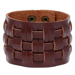 Bangle Knit Motorcycle Wide Cross Leather Cuff Mtilayer Wrap Button Adjustable Bracelet Wristand For Men Women Fashion Jewelry Drop Dhri0
