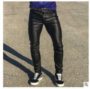 Сексуальные мужские искусственные кожаные матовые блестящие модные брюки для ролевых мужчин X Мягкие узкие брюки для геев на молнии с открытыми брюками-карандашами Gay Wear FX130 211112