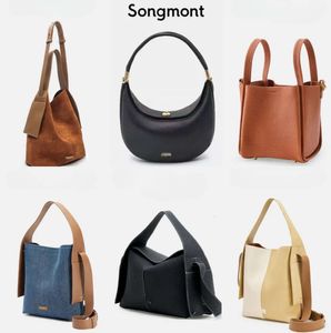 Marca Designer Songmont Bag Luna Handle Clutch Basket CrossBody Song Bolsa Bucket Bag Underarm Hobo Ombro Axilar Luxo Grande Meia Lua Bolsa De Couro