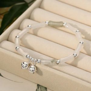 Charm Armband 925 Sterling Silver Hetian Jade Bell Armband Light Luxury Small Bamboo String 2024 IE Handsmycken